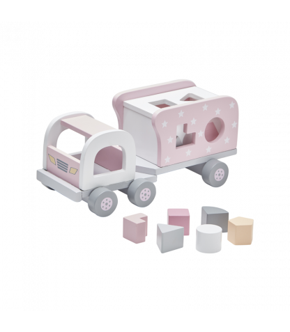 Kids Concept puidust kujunditesorteerija Auto roosa