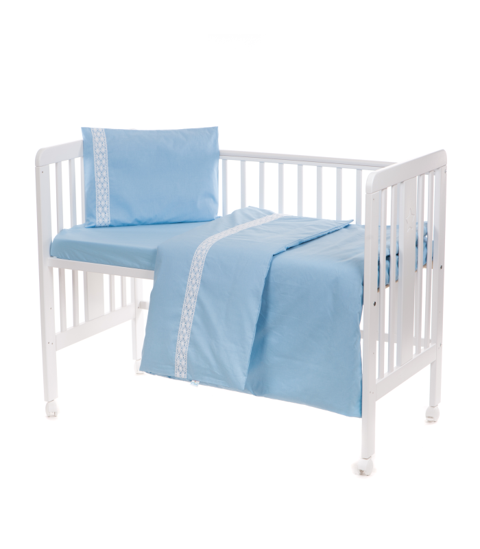 Beebi voodipesukomplekt pitsiga 3-osaline, sinine